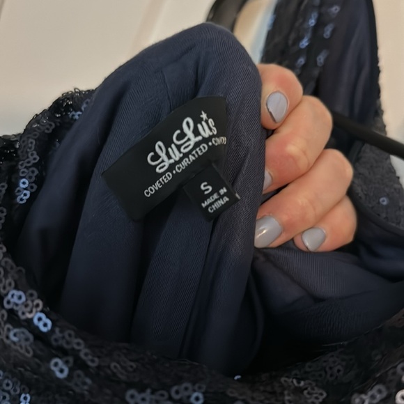 Lulus navy Sequin scoop back dress - Small​​​​​​​ - Picture 3 of 3